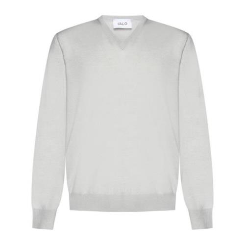 Grå V-hals uld jumper sweater