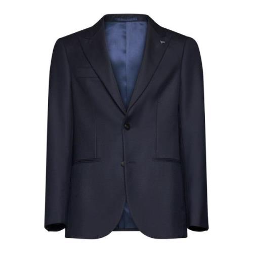 Midnight Blue Wool Blazer med Peak Revers