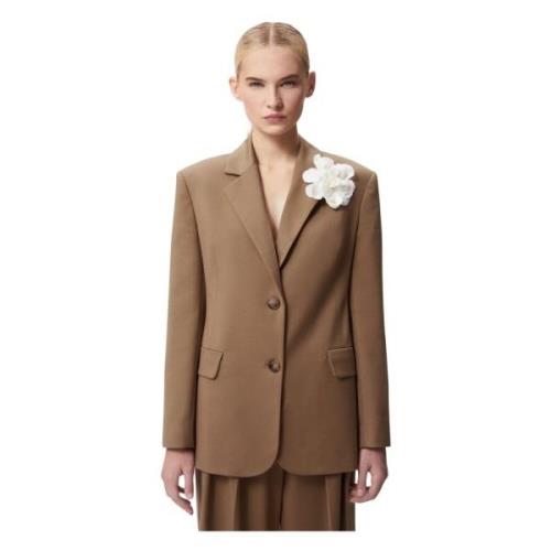 Beige Klassisk Enkeltknap Blazer