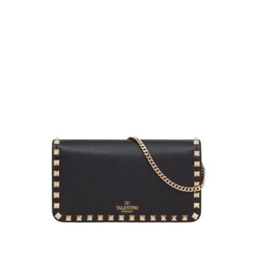 Sort Studded Chain Wallet Taske