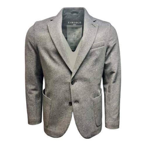 Grå Glencheck Flannel Jersey Blazer