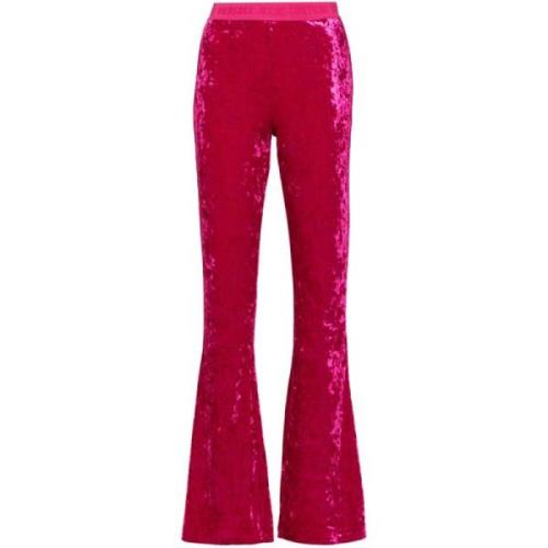 Hot Pink Velvet Flared Bukser