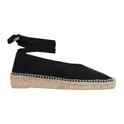 Sort Canvas Espadrille Flatform Sko