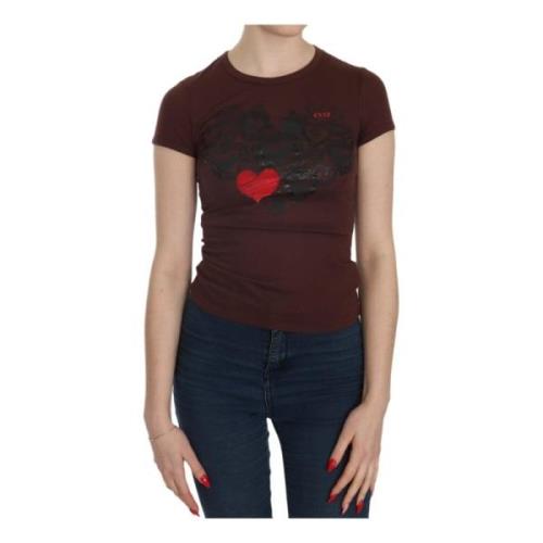 Brun Hearts Print Crew Neck Bluse