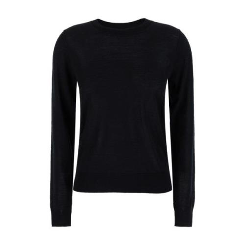 Sort Crewneck Sweater med Lange Ærmer