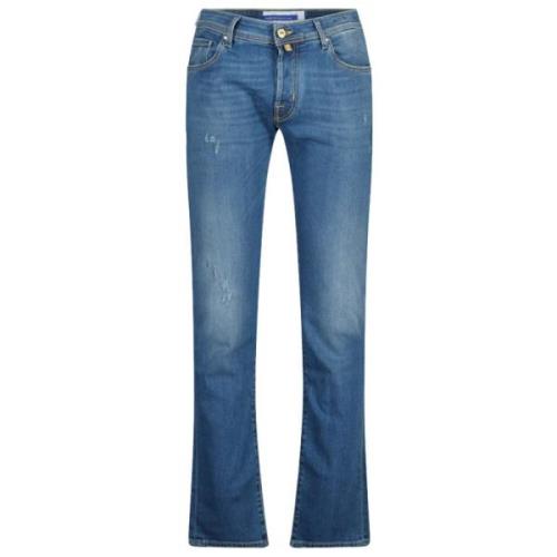 Slim Fit Blå Vasket Denim Jeans