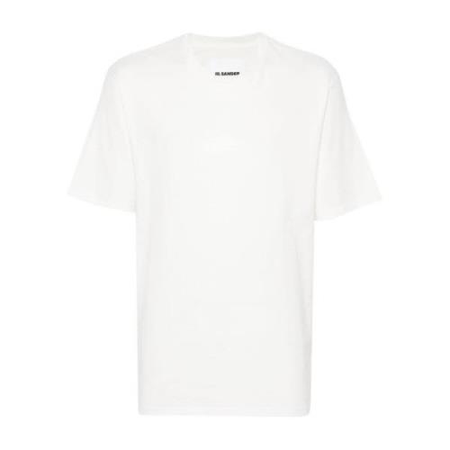 Hvid Bomulds T-shirt med Logo Print