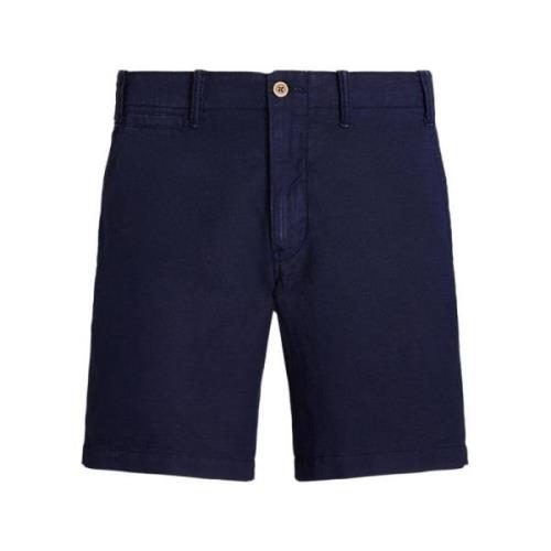 Blå Chino Shorts med Lynlås og Knap