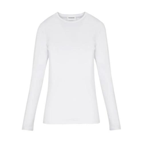 Hvid Crewneck Langærmet T-shirts