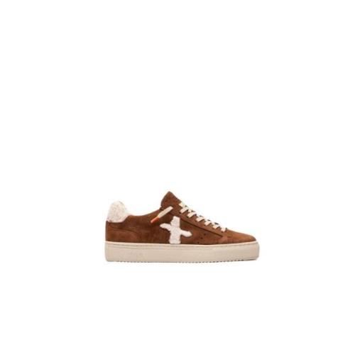 Brun Ruskind Hvid Pels Sneaker