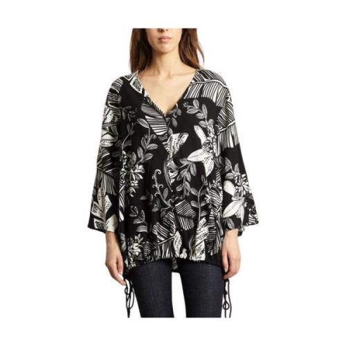 Jungle Printet V-Hals Bluse