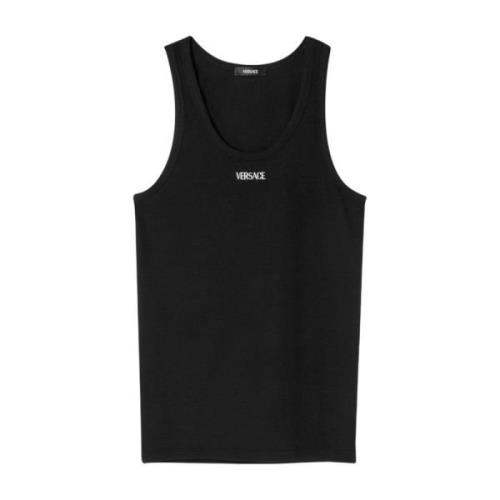 Sort Tank Top Bomuld Ribbet