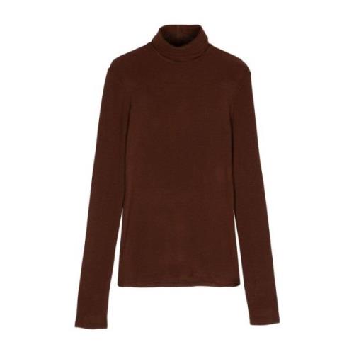 Brun Turtleneck Sweater Fin Strik