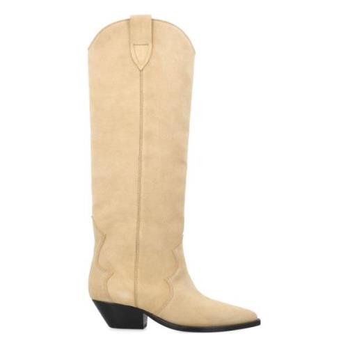 Beige Ruskind Cowboy Støvler