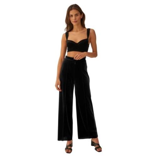 Velour High-Waisted Wide Leg Pants