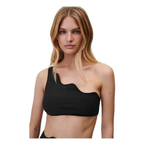 Asymmetrisk Frill Bikini Top Sort