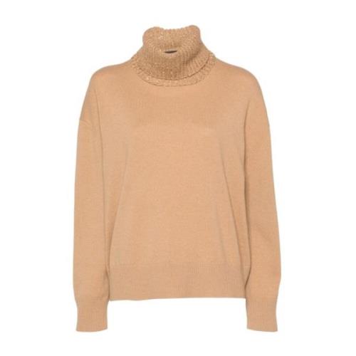 Beige Uldblanding Paillet Sweater