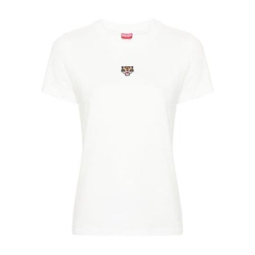 Hvid T-shirt med Lucky Tiger broderi