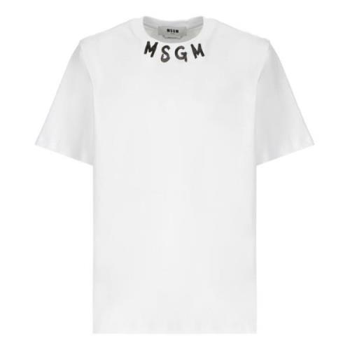 Hvid Bomulds T-shirt med Logo