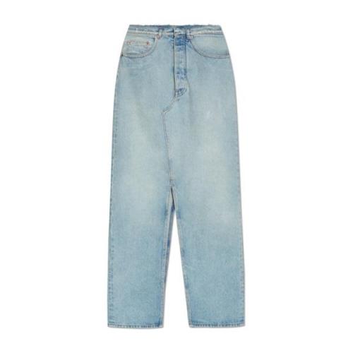 Denim nederdel med vintage effekt