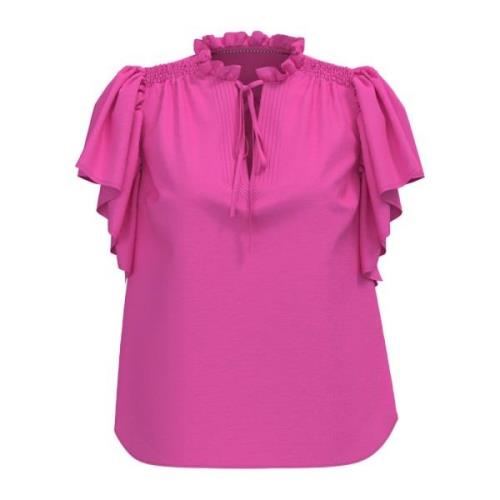 Flæsetopbluse i pink