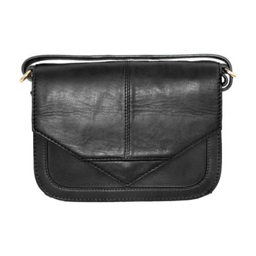 Cross-Body Clutch Skind Sort med Lys Guld Acc.