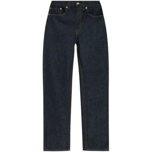 Indigo Bomuld Jeans Lige Hem