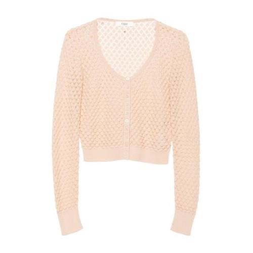 Knappet Bomuld Cardigan Beige Sweater