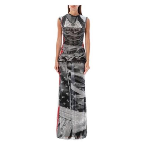 Mesh Maxi Kjole Drindl Print