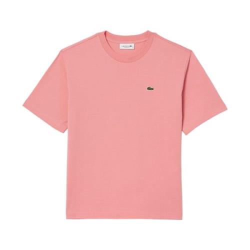 Pink T-shirt med Ribbed Krave