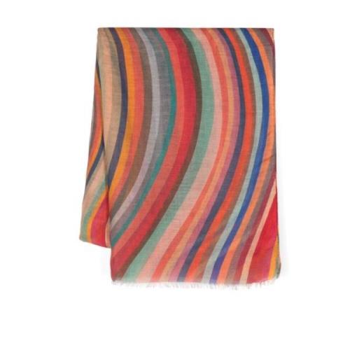 Swirl Print Frayed Detailing Scarf