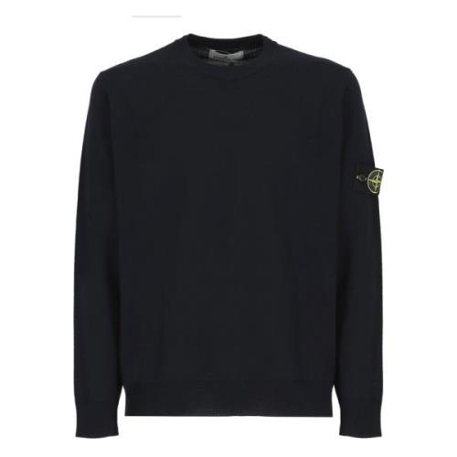 Blå Crewneck Sweater med Logo Patch