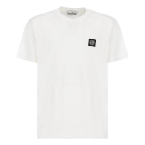 Hvid Bomulds T-shirt med Logo