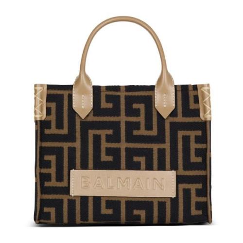 Lille B-Army tote taske i jacquardstof med et PB Labyrinth monogram