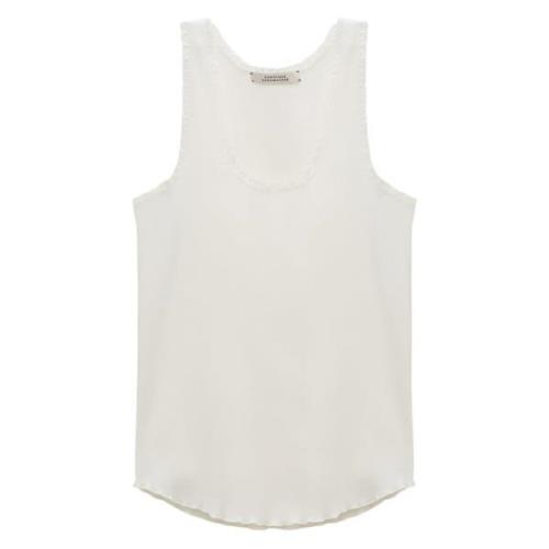 Ribbet Tank Top med Blonder Detaljer