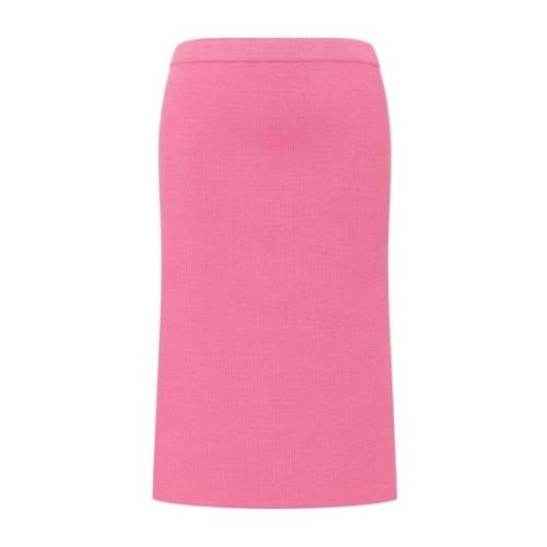 Fuchsia Ribbed Knit High-Waisted Skirt