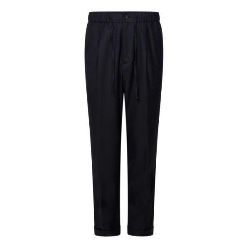 Navy Blue Wool Twill Trousers