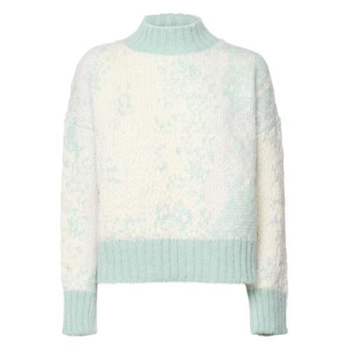 Uldblandingspolo hals sweater Aqua