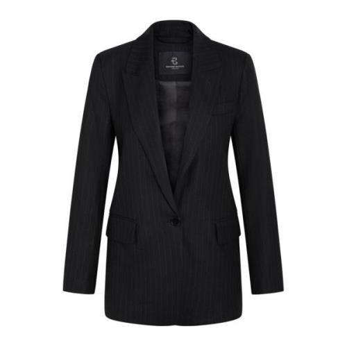 Sort Pinstripe Blazer Elegant Langærmet