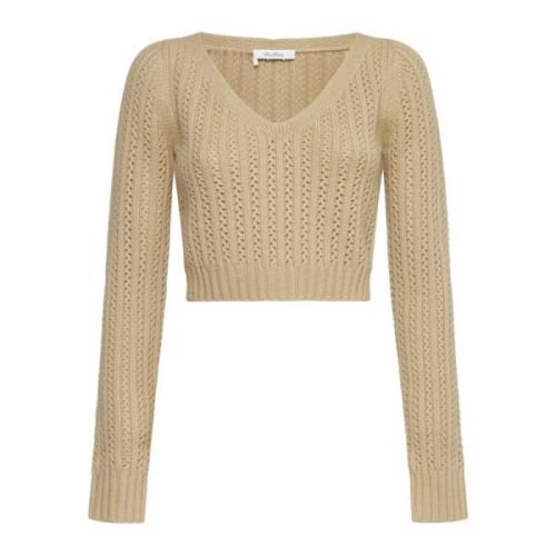 Ecru Hæklet Uld Cashmere Sweater