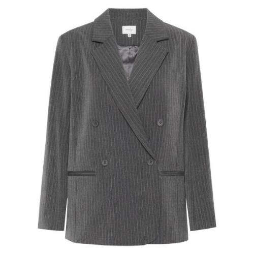 Grå Pinstripe Oversized Blazer