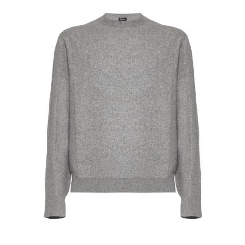 Mellemgrå Uld Cashmere Crew Neck Sweater