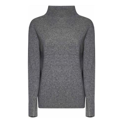 Grå Melange Uld Cashmere Turtleneck Sweater