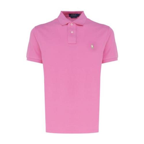 Pink Polo T-shirt med Klassisk Krave