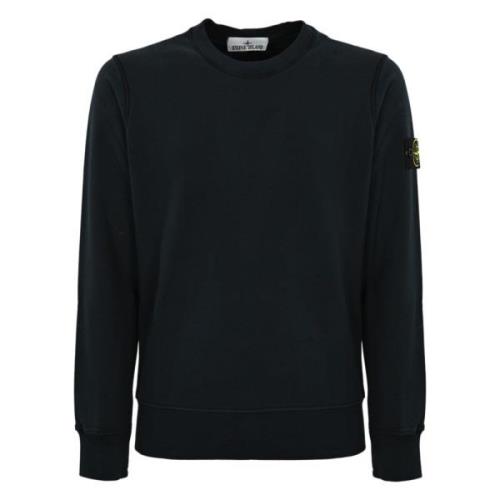 Blå Crewneck Sweater Bomuld Logo Patch