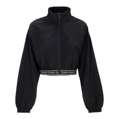 Sort Windbreaker med Crop Taping