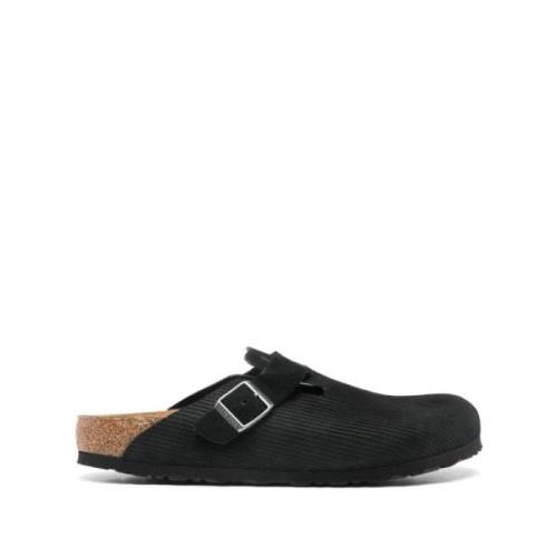 Sort Ruskind Sandaler Spænde-Strop Slip-On