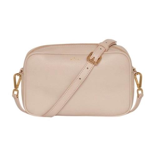 Beige Kalveskind Cross-Body Mini Taske