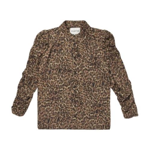 Leopard Print Skjorte med Rynkeeffekter