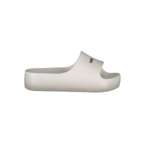 Hvide polyethylen sandaler med 5 cm plateau